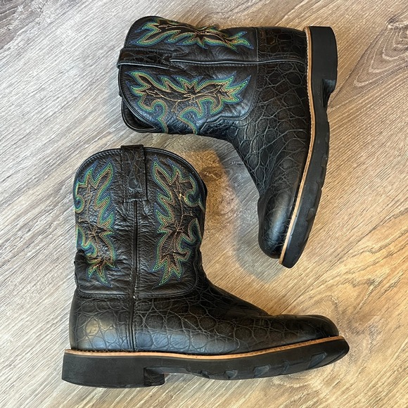Twisted X Western Cowboy Boots Black Leather Colorful‎ Stitching Womens 8 - Picture 3 of 9